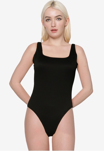 Old Navy black Square Neck French Cut One-Piece Swimsuit E9241US61A9FC1GS_1
