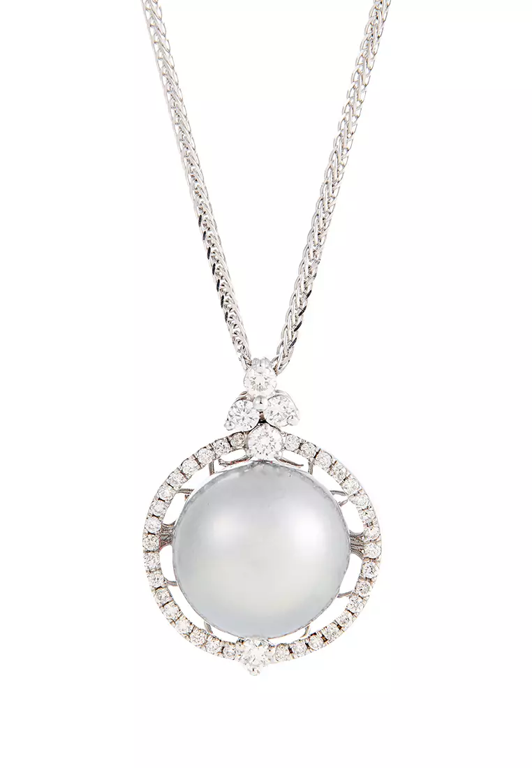 White gold store pearl pendant