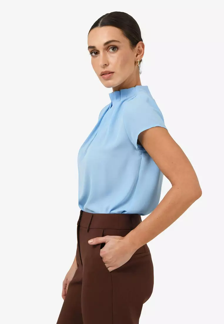 Olivia Pleated High Neck Top