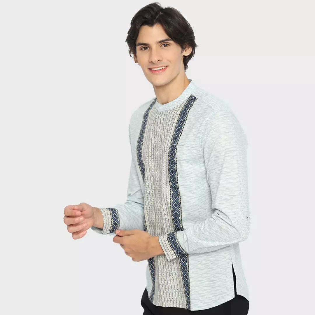 Basic Ahsa Blue Kemeja Koko Pria Lengan Panjang