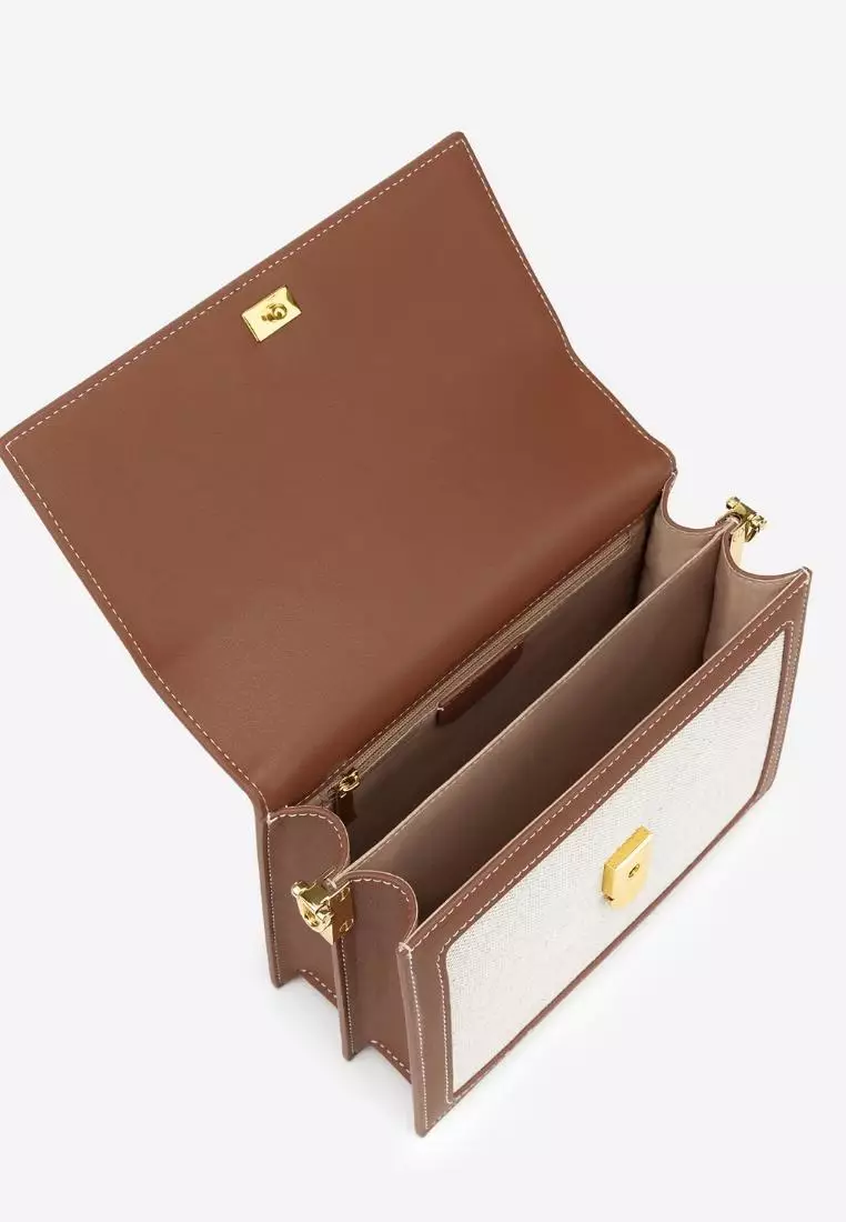 JW Pei Mini Flap Bag Beige Canvas