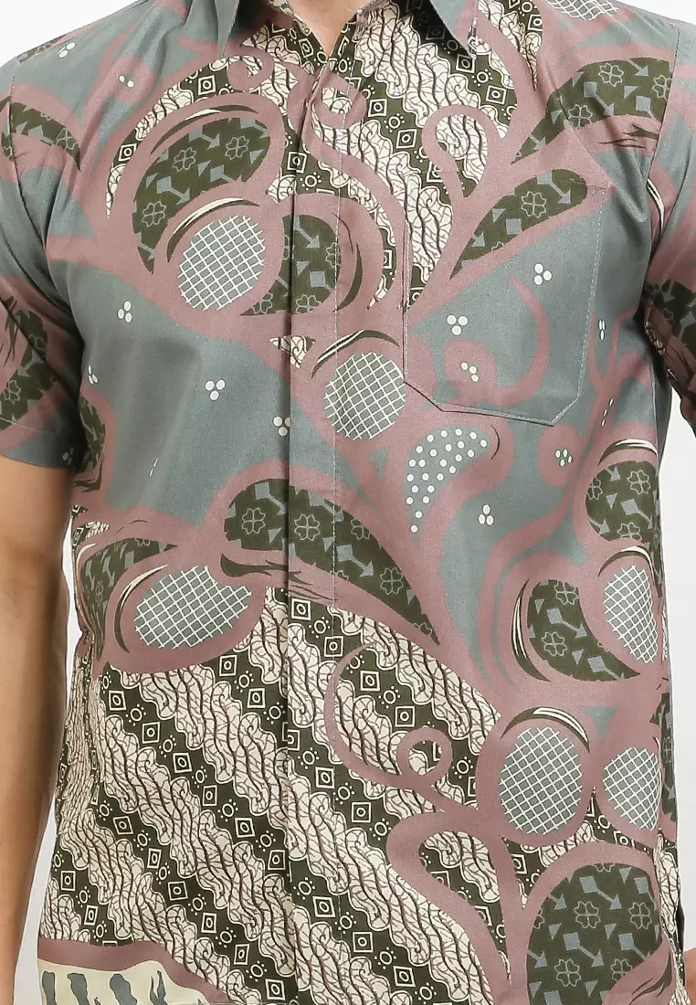 Mulyo Kemeja Batik Exclusive Premium Pria Casual Modern Lengan Pendek