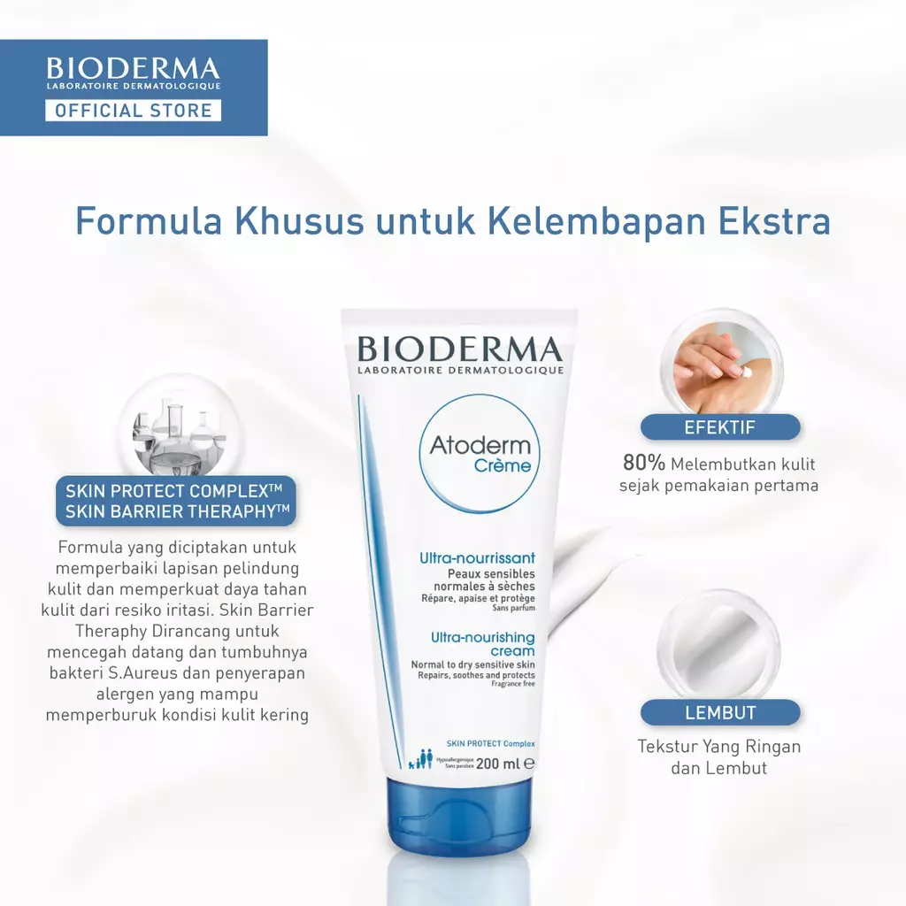 Bioderma Atoderm Creme 200 ml - Face / Body Moisturizer untuk Kulit Normal / Kering