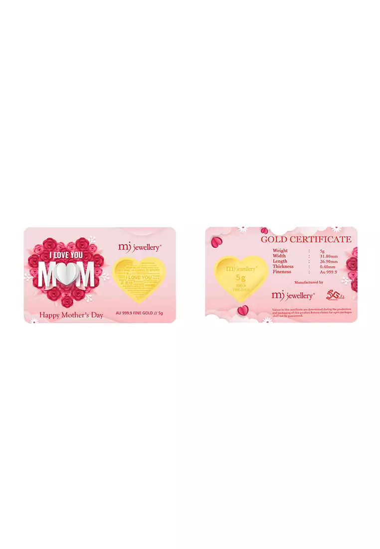 5G Gold Collection 999.9/24K Happy Mother's day Gold Bar (5g)