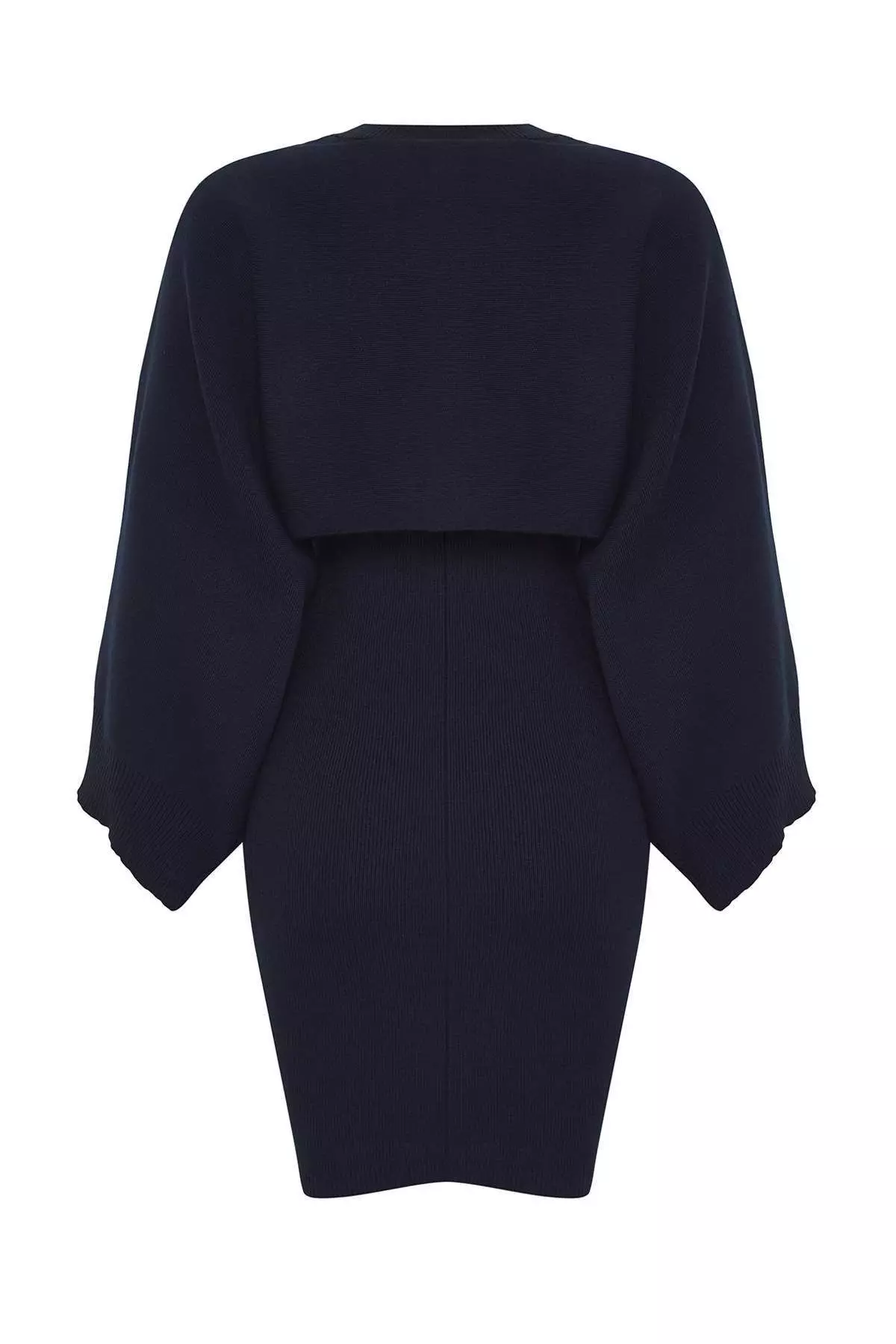 Navy Blue Mini Knitwear Bolero-Dress Suit Twoaw25El00056