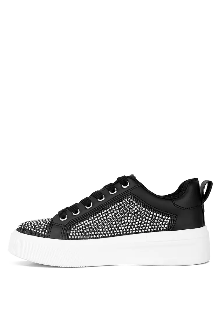 Buy London Rag Black Rhinestones Embellished Chunky Sneakers 2024