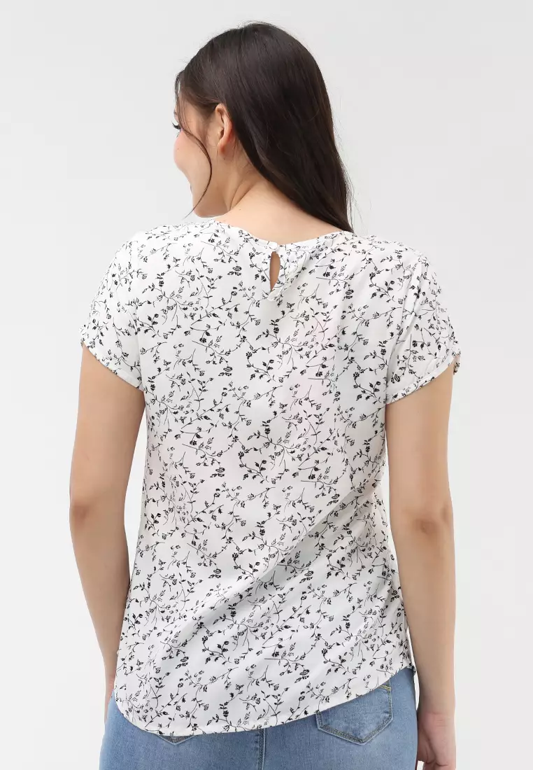 Woven Printed Rayon Short Sleeves Blouse