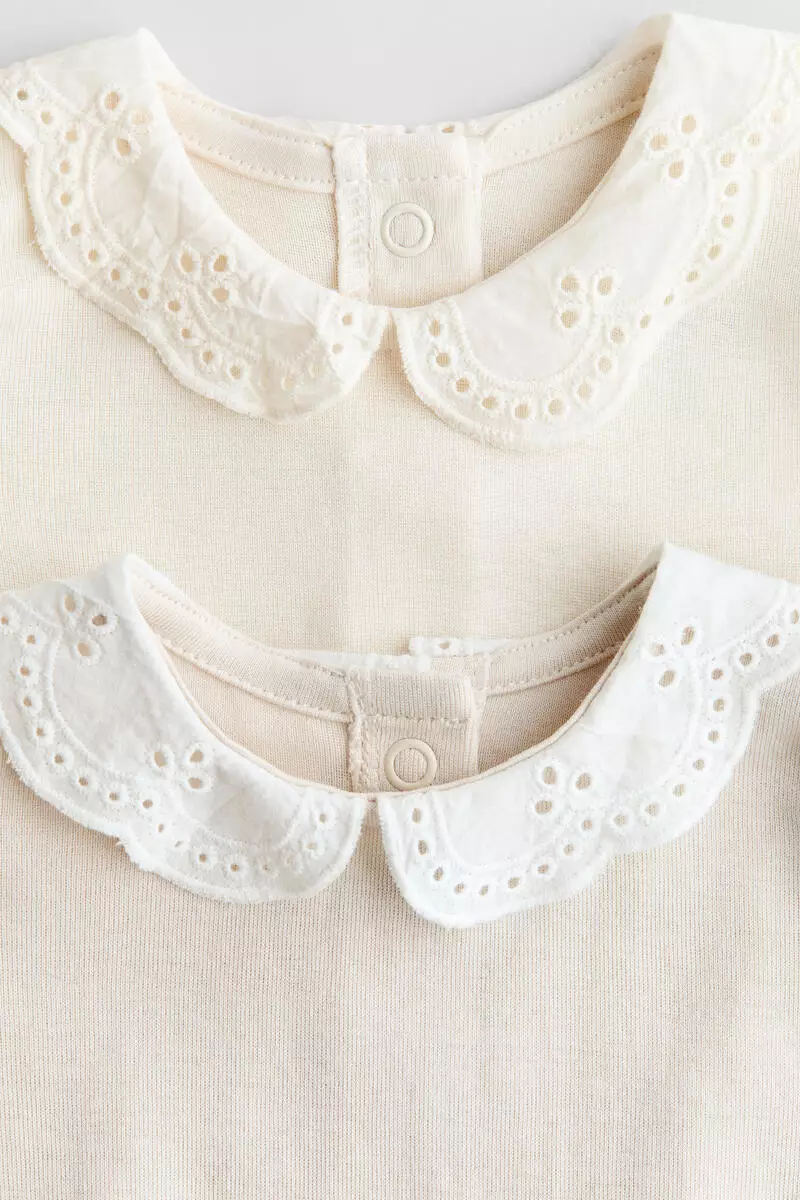 2-pack embroidery-detail bodysuits