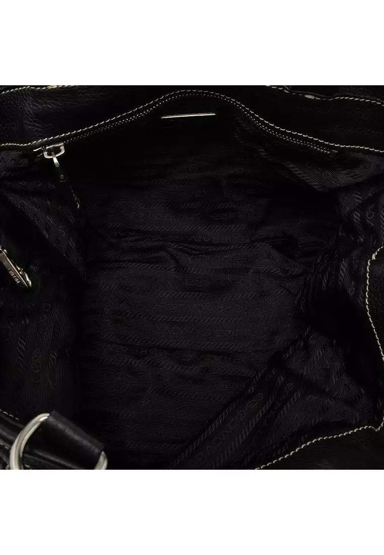 Pre-Loved Prada Vitello Trimmed Tessuto Tote