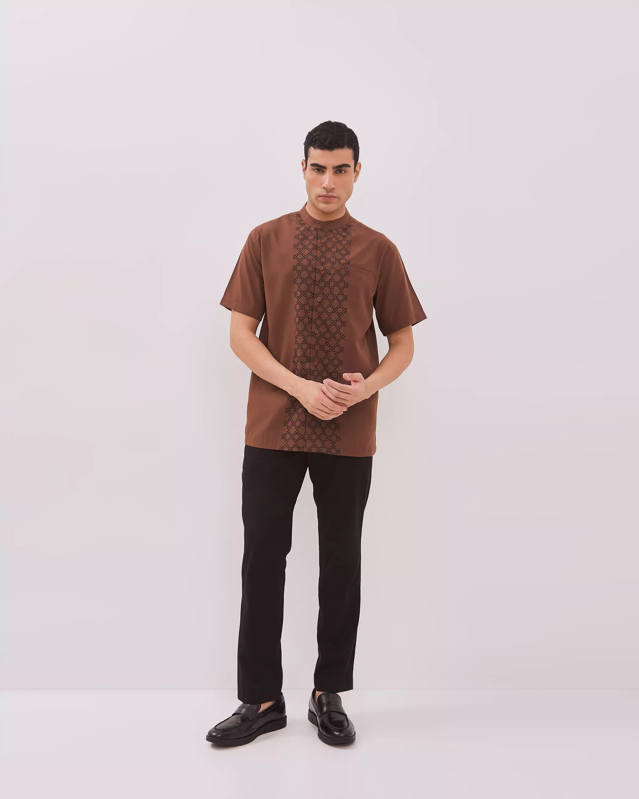 AMK Kemeja Koko Pria Lengan Pendek KK BB Ismail Ss Brown