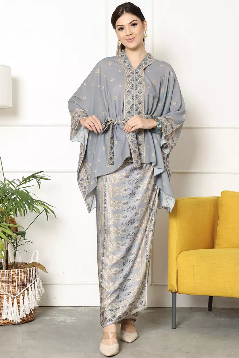 Kanzi Songket Sarong Kebaya Belt Grey 