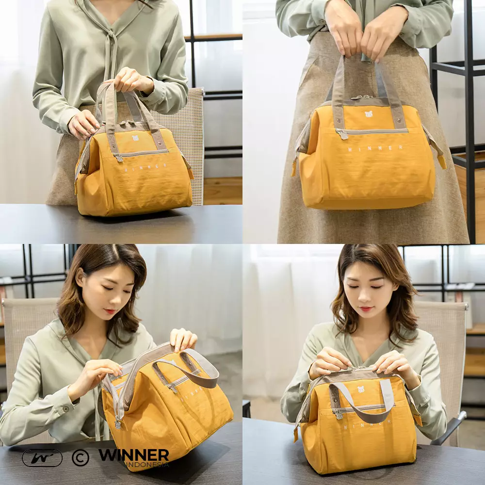 Tas Bekal Makan Tahan Panas Dingin Anti Air Makanan Bento Elegan Thermal Lunch Bag (T14-008) - Navy L