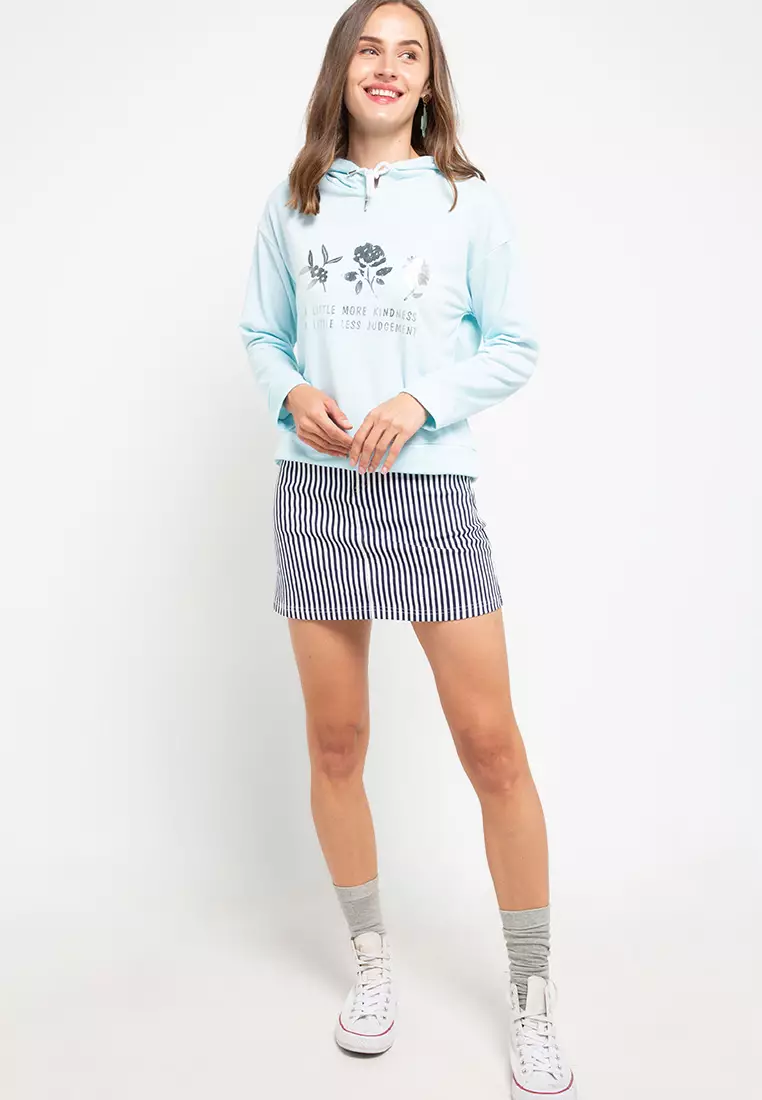 Hoodie Atasan Lengan Panjang Print