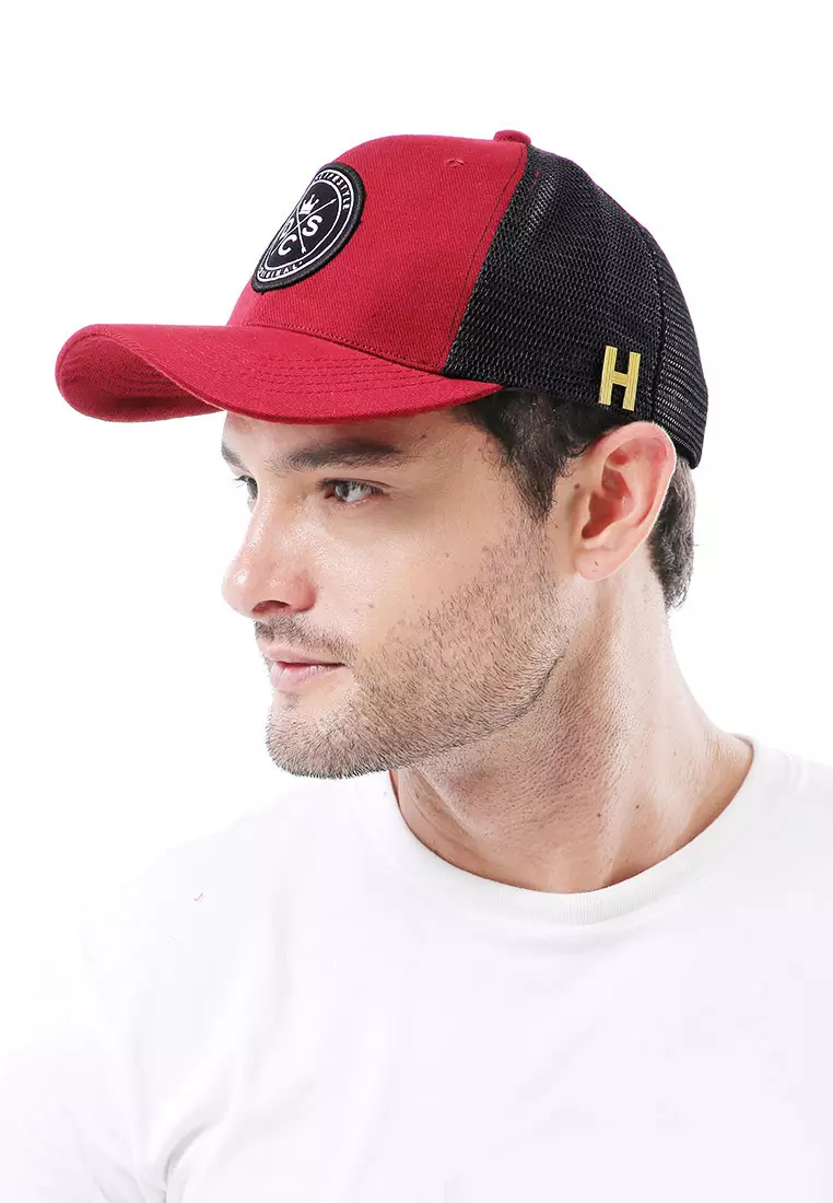 Raesan Topi Baseball Jaring Aksesoris Fashion Pria Adjustable Strap Material Polyester ORIGINAL - Maroon Black