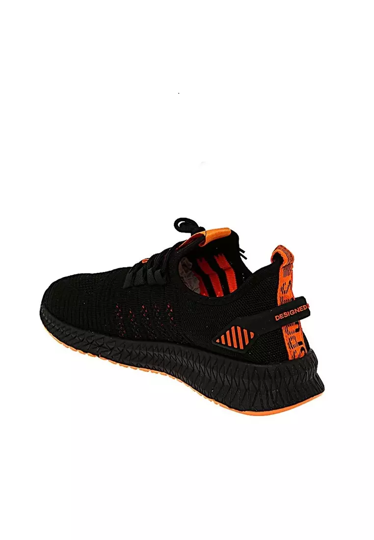 Chayton Sepatu Olahraga Pria Kasual Running Sport Material Flyknit Mesh ORIGINAL - Black Orange