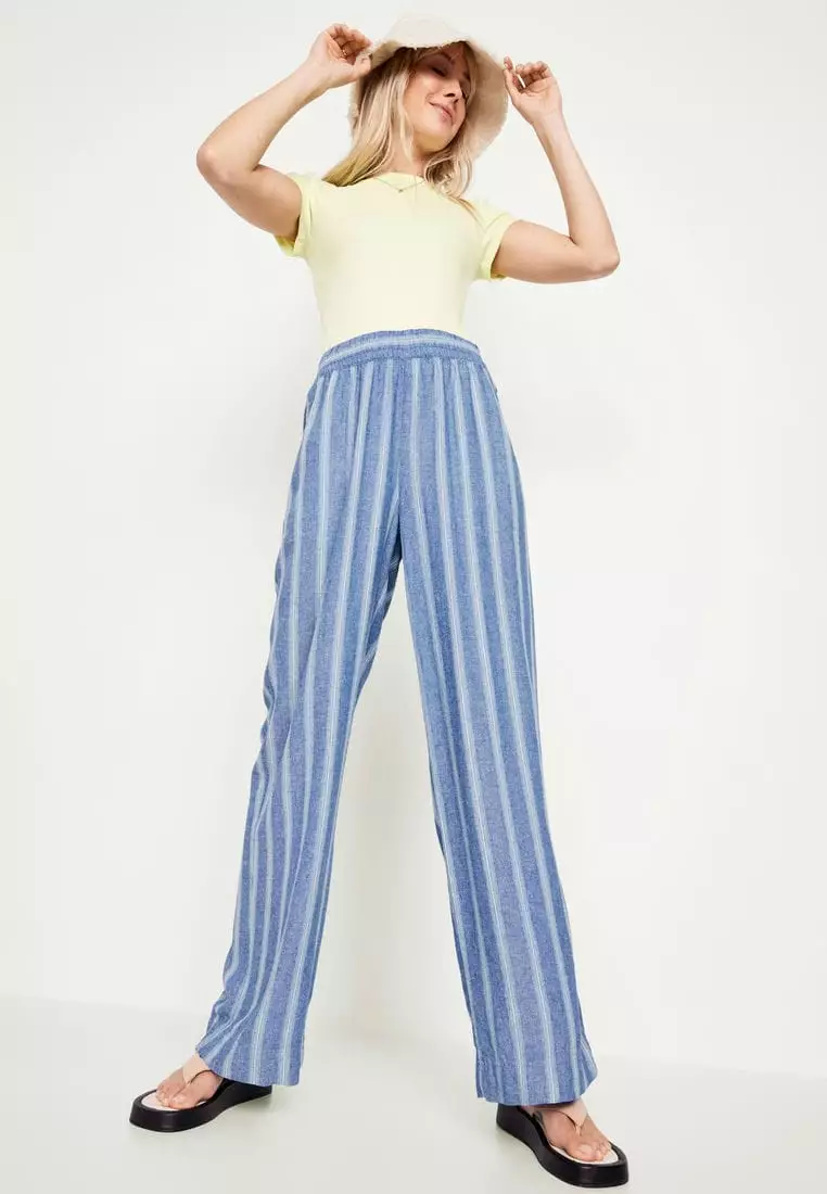 Buy Old Navy High-Waisted Linen-Blend Wide-Leg Pants 2025 Online