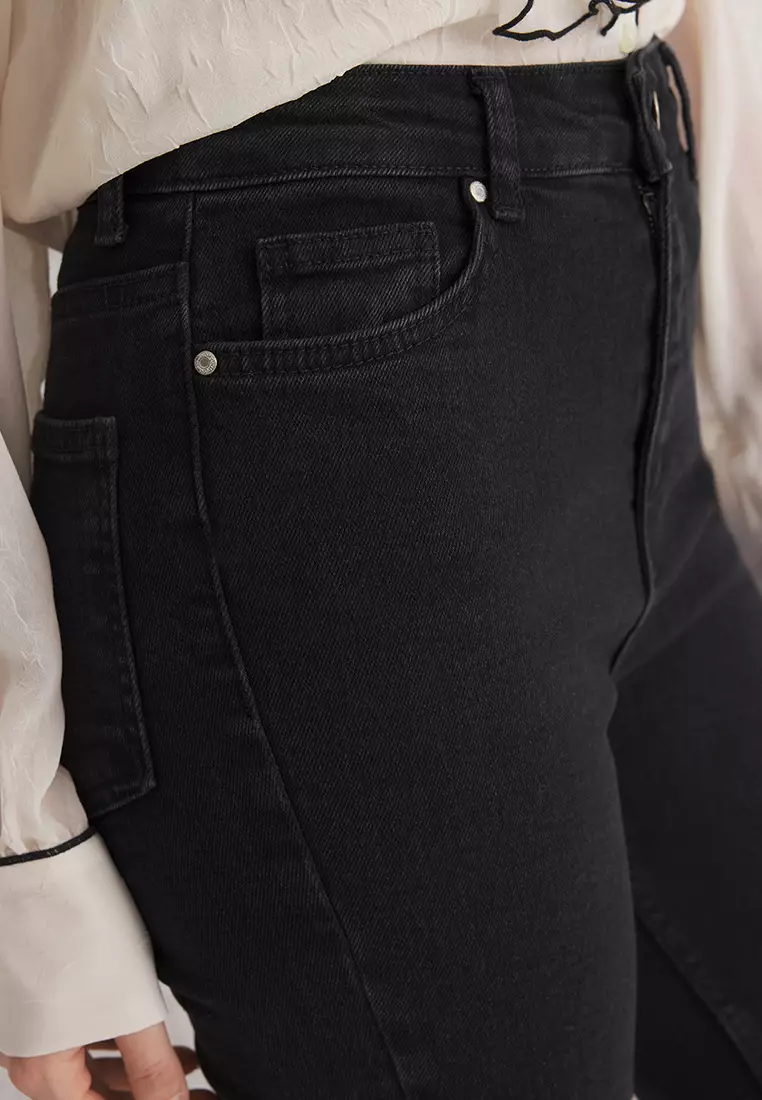 Black High Waist Flare Jeans Twoss25Je00109