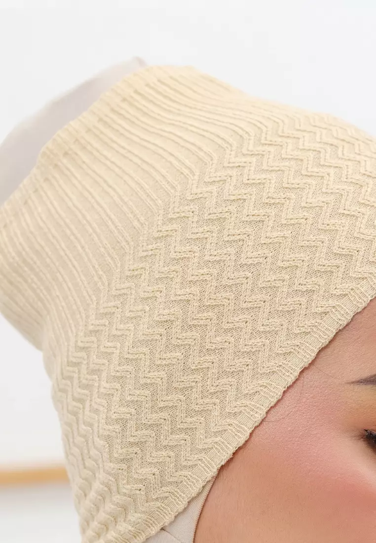 2 in 1 Inner Hijab Bando Rajut Beige & Mint