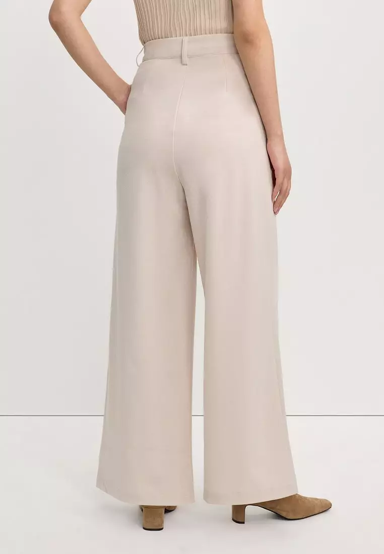 Wide-Leg Trousers - Beige