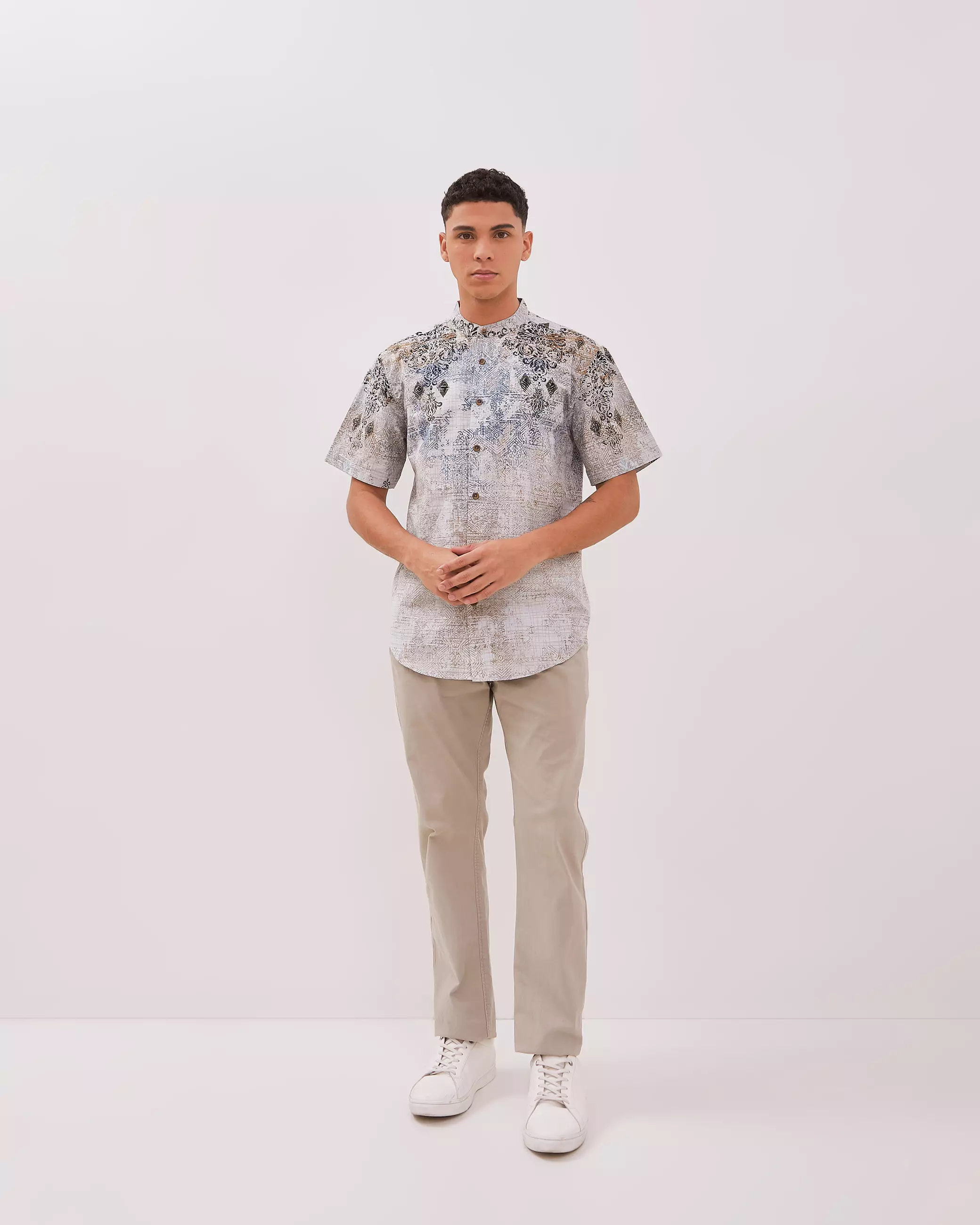 AMK Kemeja Koko Pria Lengan Pendek KK Aryan S/S Cream