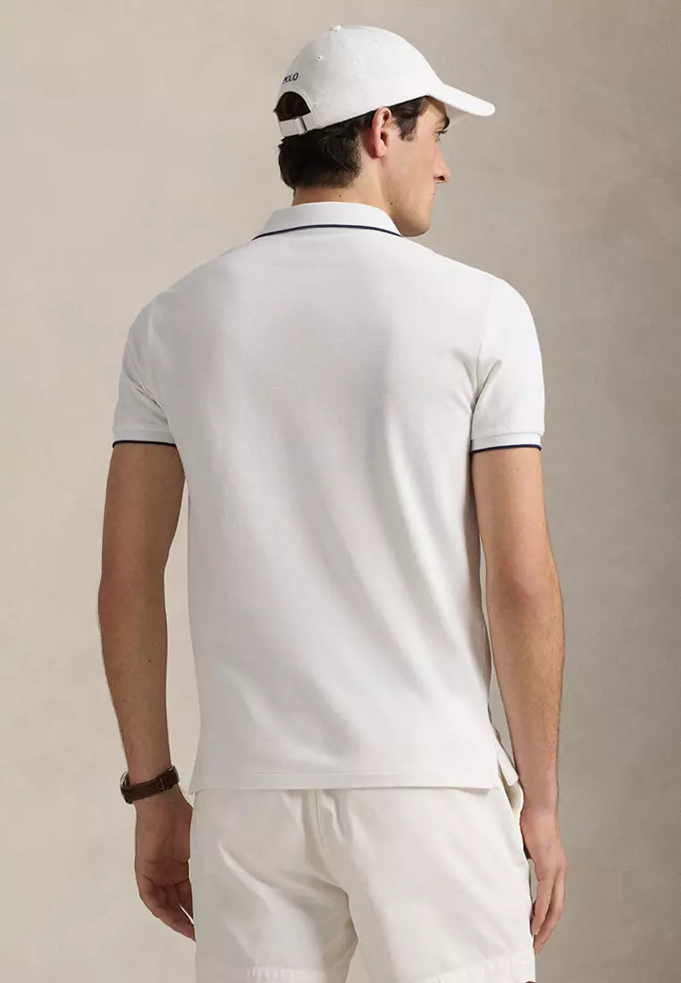 Custom Slim Fit Stretch Oxford Mesh Short Sleeve Polo Shirt