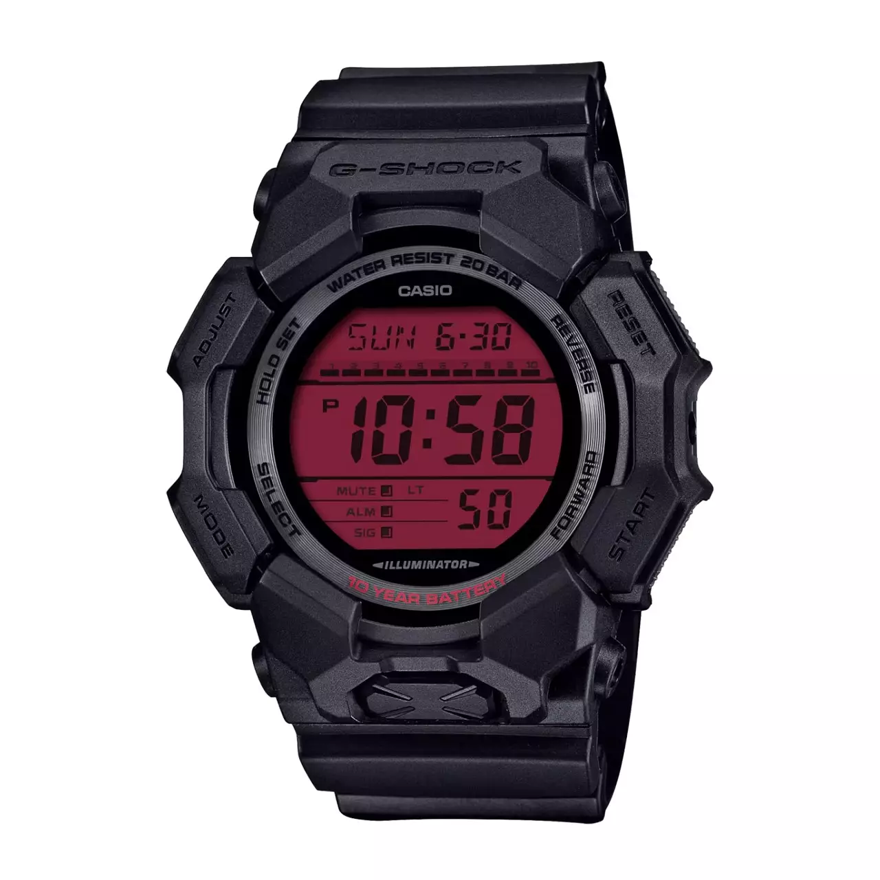 Casio G-SHOCK Jam Tangan Pria - Black Light Red - Resin Strap - GD-010BBR-1DR