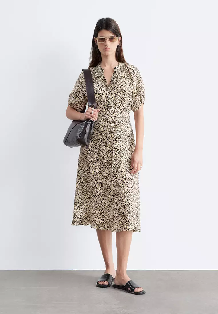 Tie-Waist Midi Dress