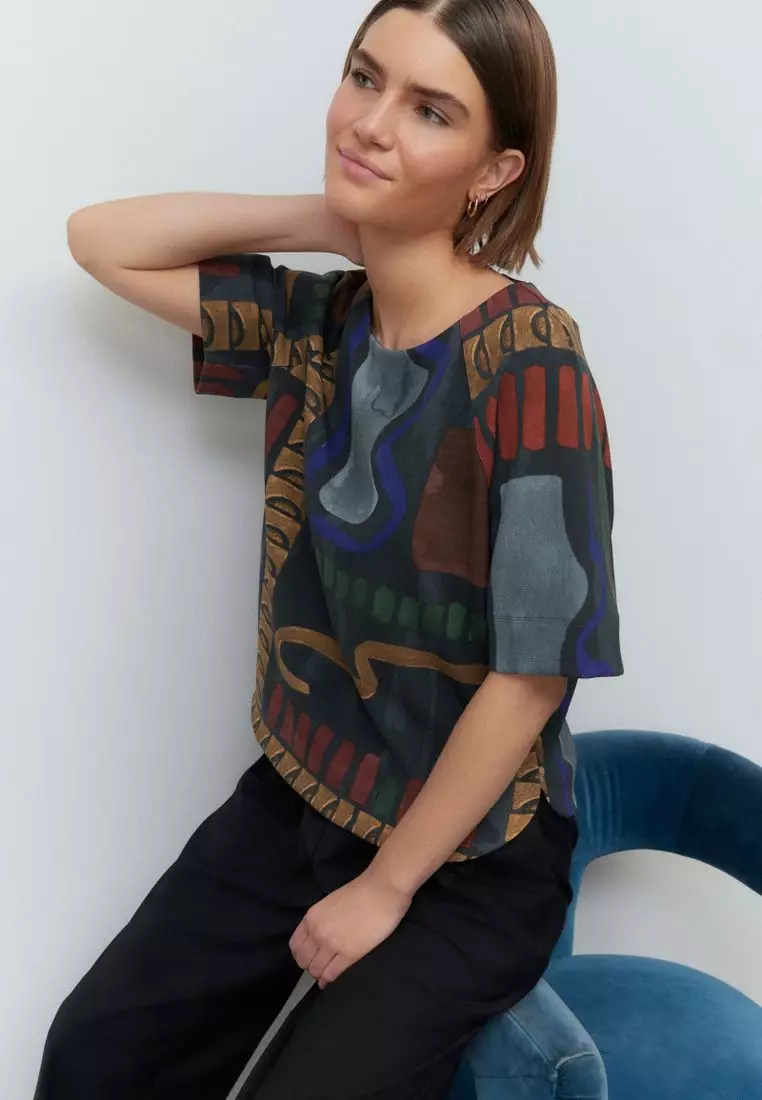 Short Sleeve Crepe Boxy T-Shirt