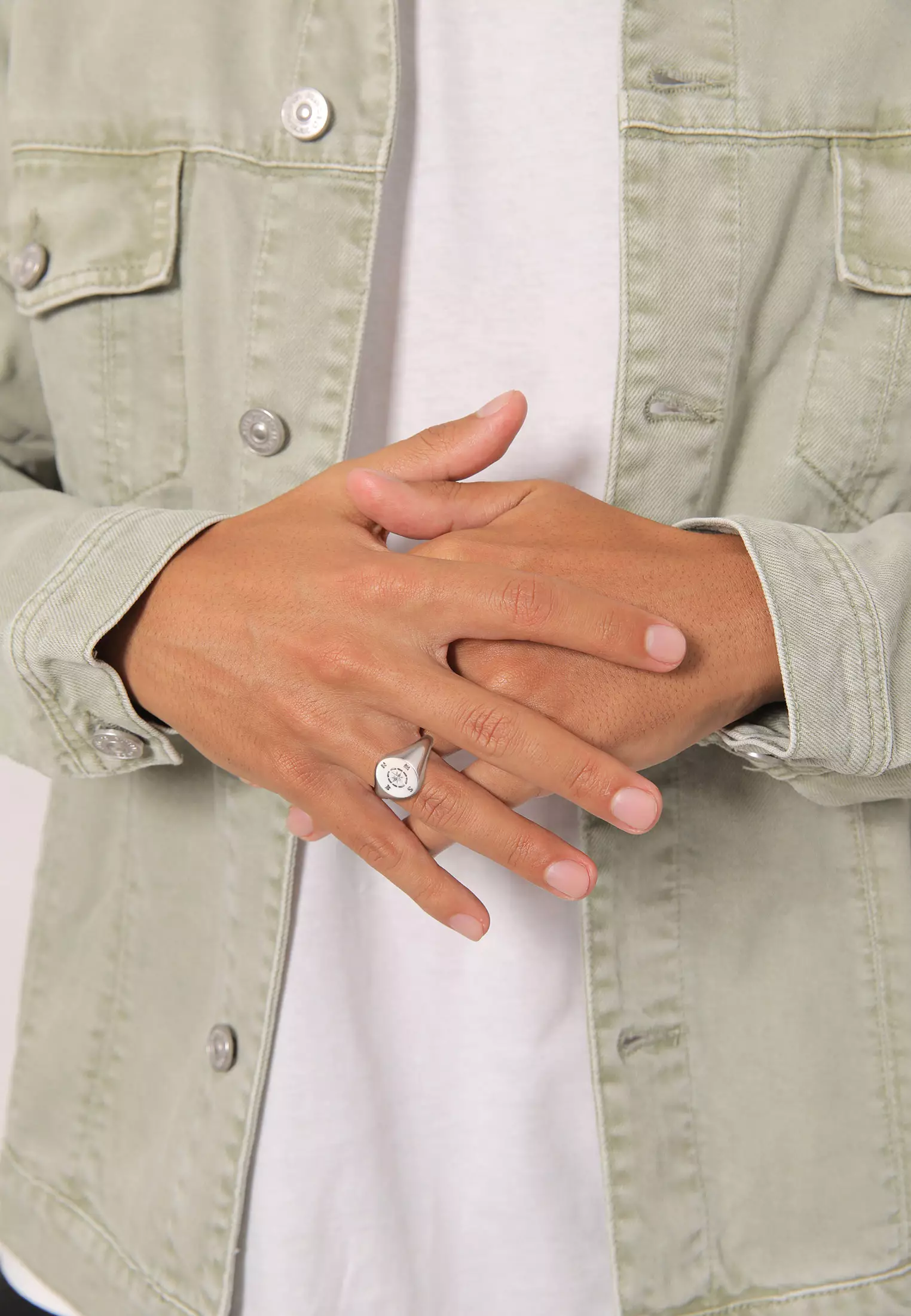 戒指 男士 指南针 海事 银色