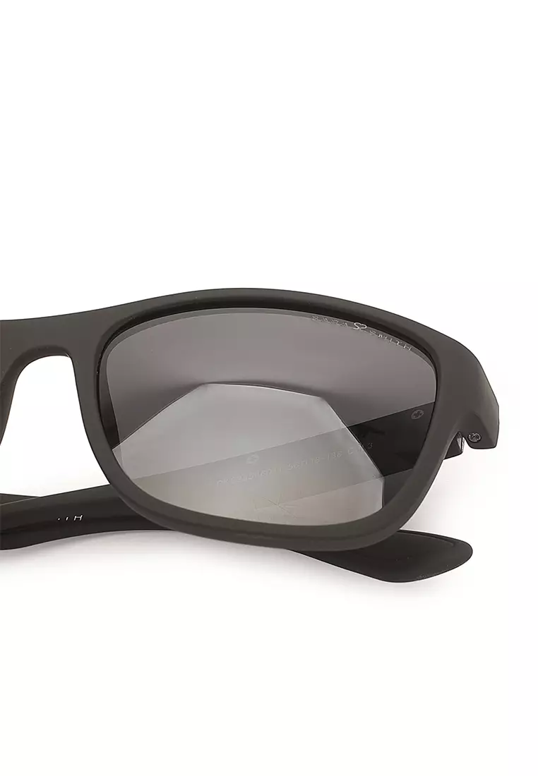 Unisex Casual Polarized Rectangular Sunglasses (Kacamata Hitam) - Hitam / Biru