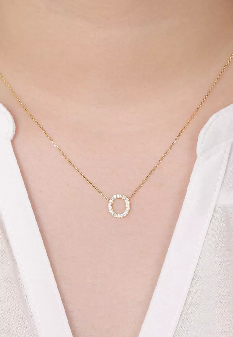  Letter Necklace 14k Gold - O