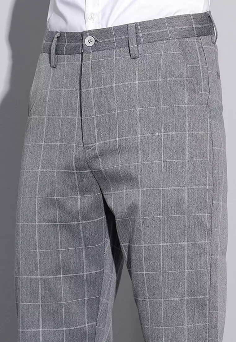 Checked Slim Fit Suit Pants