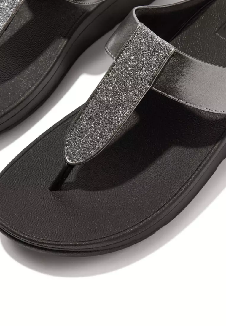 FINO Women's Glitterdust Metallic Toe-Post Sandals - Pewter (IK5-054)