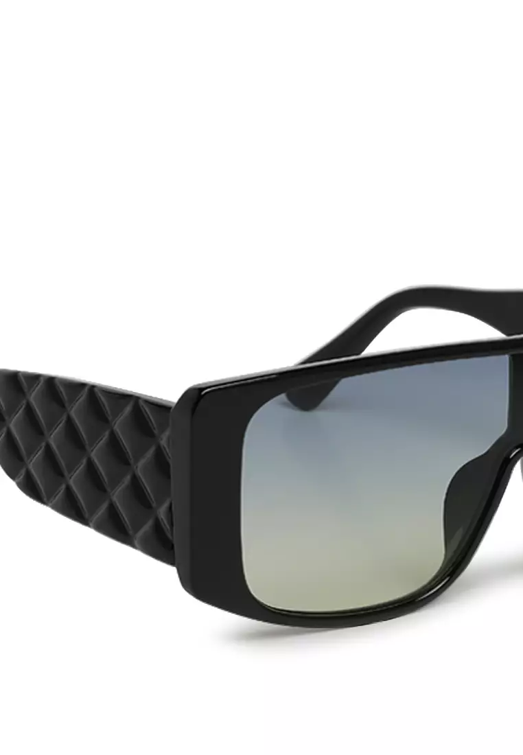 Cushion Textured Oversized Sunglasses in Black
