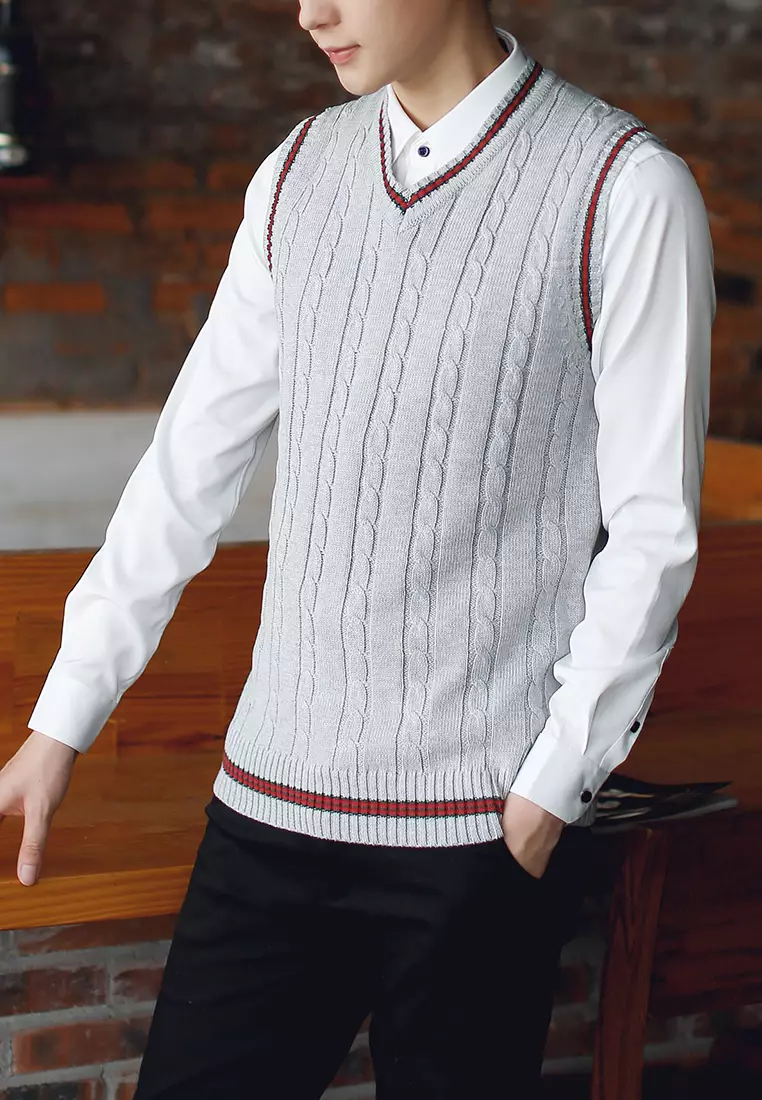Contrast Stripe Knitted Vest XH920