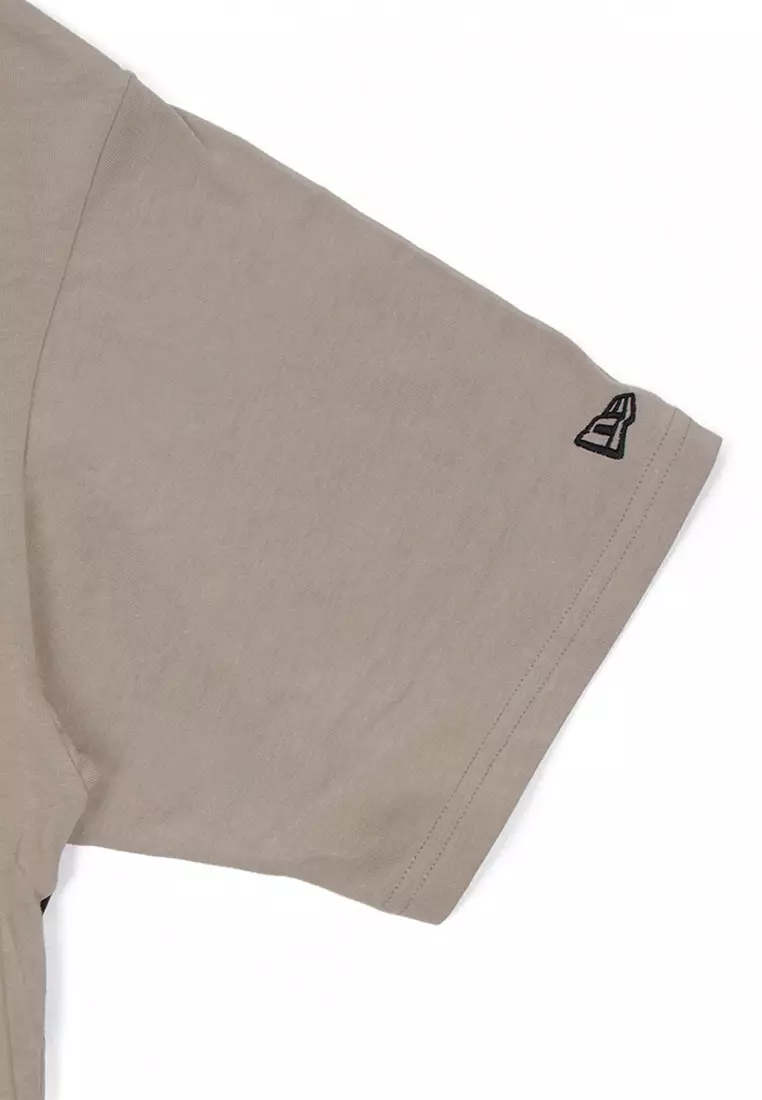 NE Wordmark 1920 Zoom Up Logo Beige Oversized Short Sleeve T-Shirt