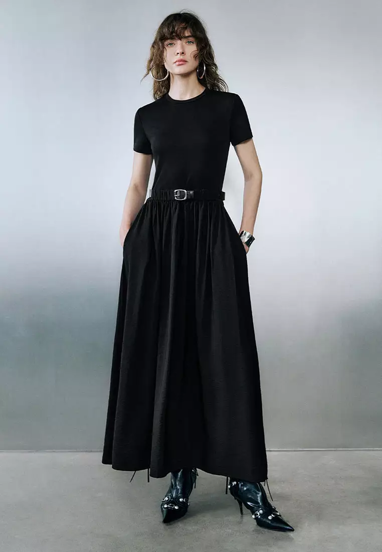 Crew Neck Skinny A-Line Dress