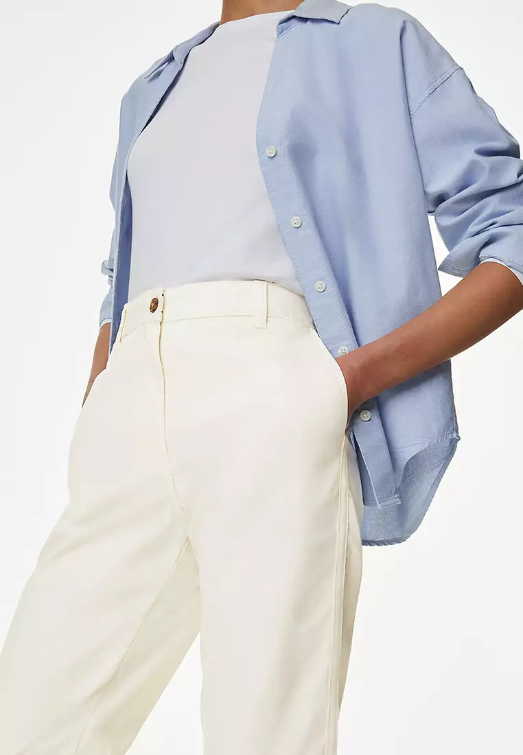 Cotton Rich Tea Dyed Slim Fit Chinos