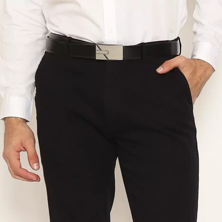 Schoeller Celana Chino Slim Fit Pria Warna Hitam | Katun Stretch Premium Polos