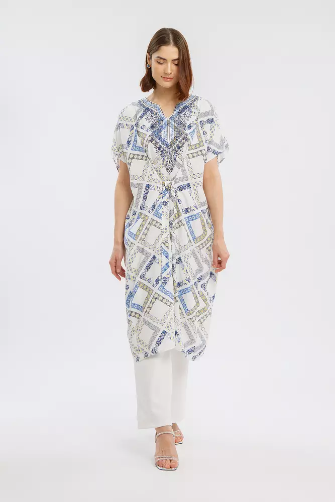 Minimal Gabina Kaftan Blue White