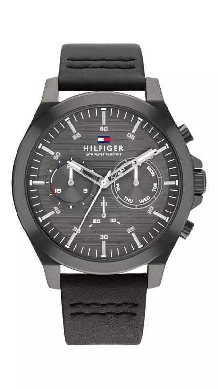 Tommy Hilfiger Men's Lance Black Dial Leather Strap