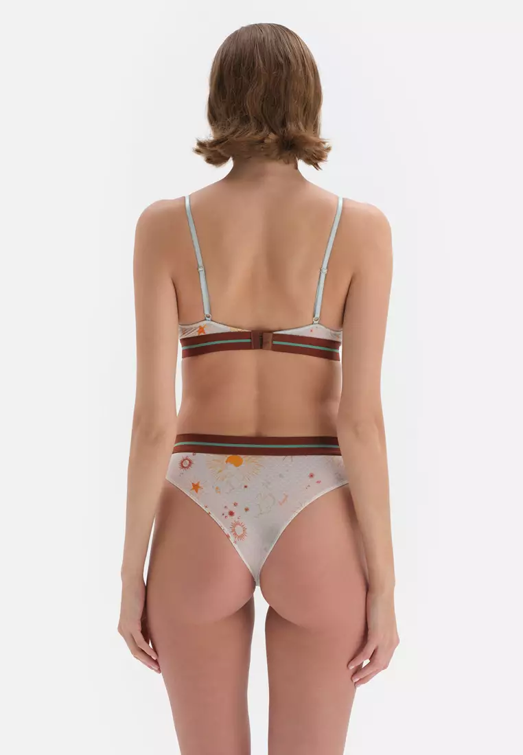 Soft Pink Brazilian Briefs, Geometric Printed, Underwear for Women