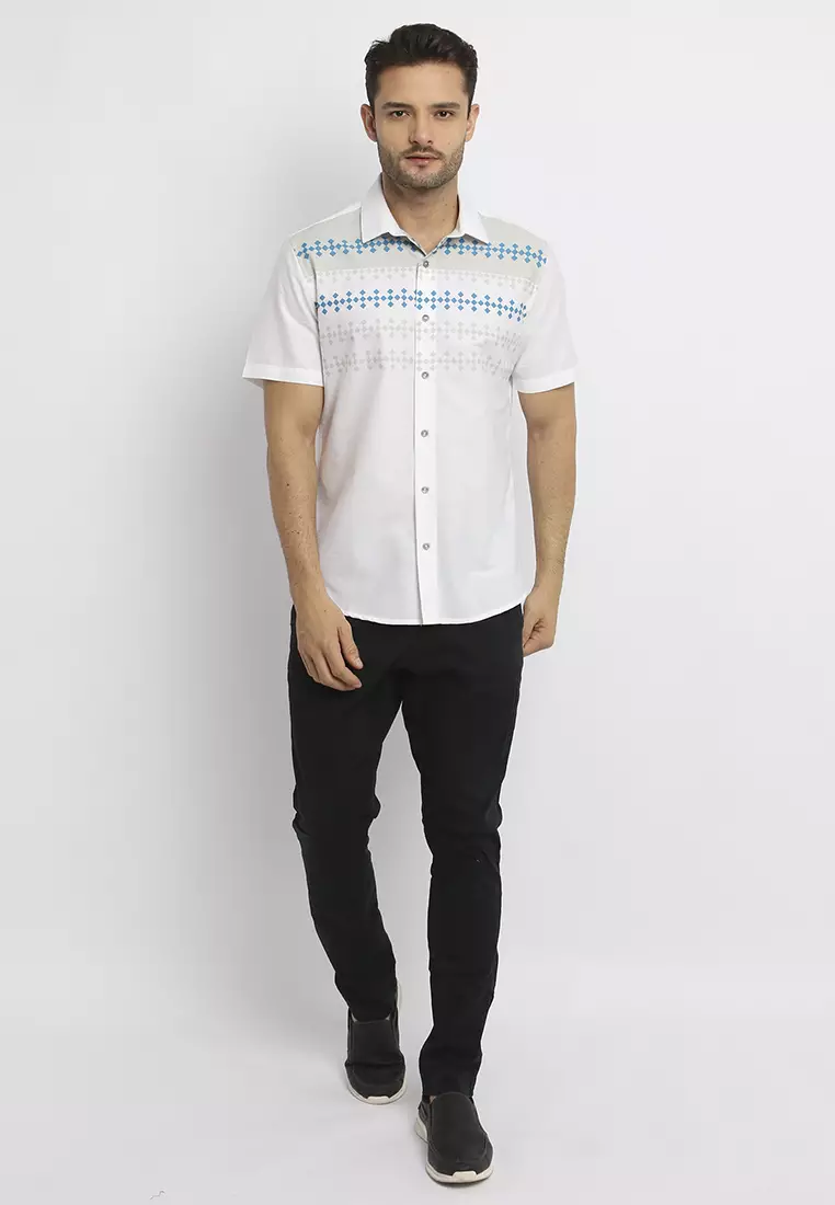 MAGINOT CAESAR WHITE Kemeja Casual Slim Fit Lengan Pendek
