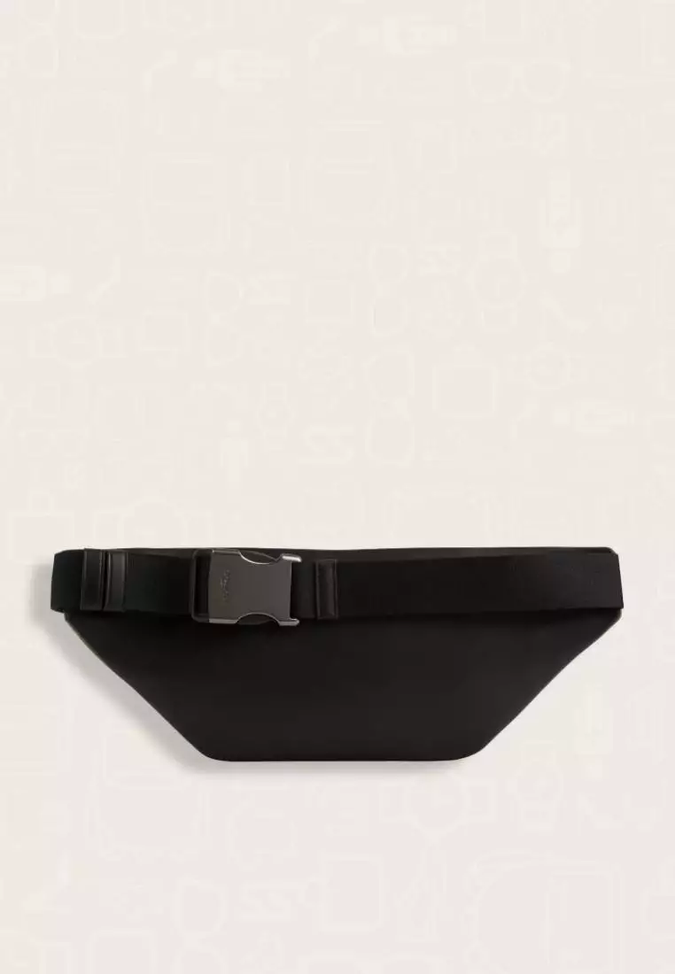 Coach Track Belt Bag In Signature Canvas Khaki Black