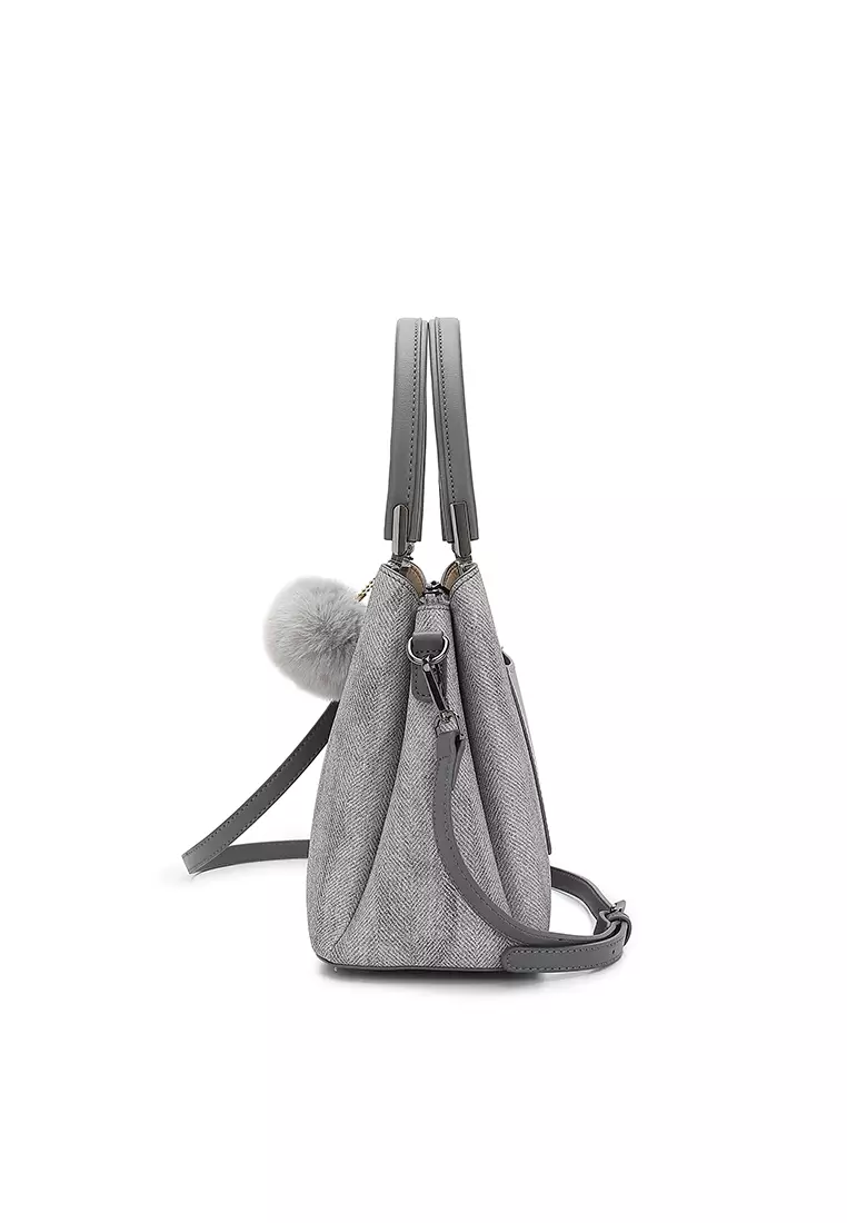 Women's Top Handle Bag / Sling Bag / Crossbody Bag / Shoulder Bag (Tas Tangan Wanita / Tas Selempang Wanita / Tas Bahu Wanita) - Abu-Abu