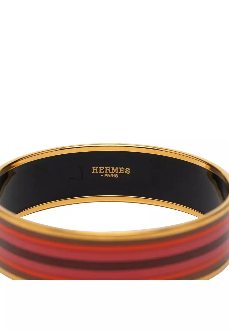 Pre-Loved Hermès Wide Printed Enamel Bangle 65