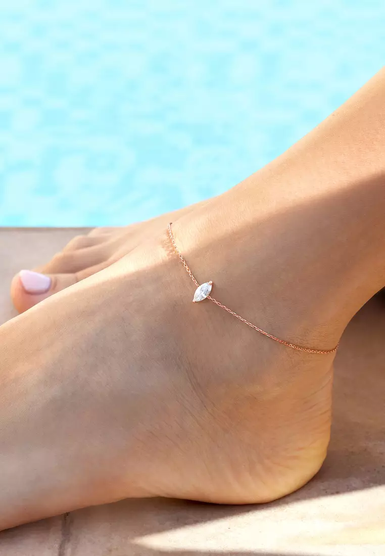 Anklet Diamond Marquise-cut 18K Gold- Rose Gold
