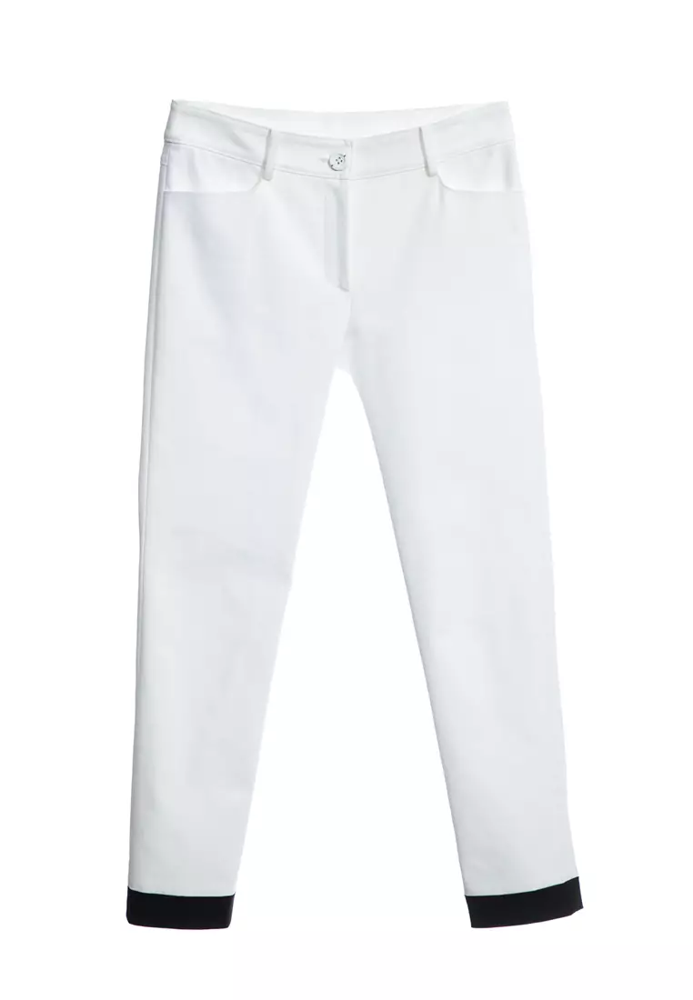 Slim Fit Smart Pants With Contrast Hem