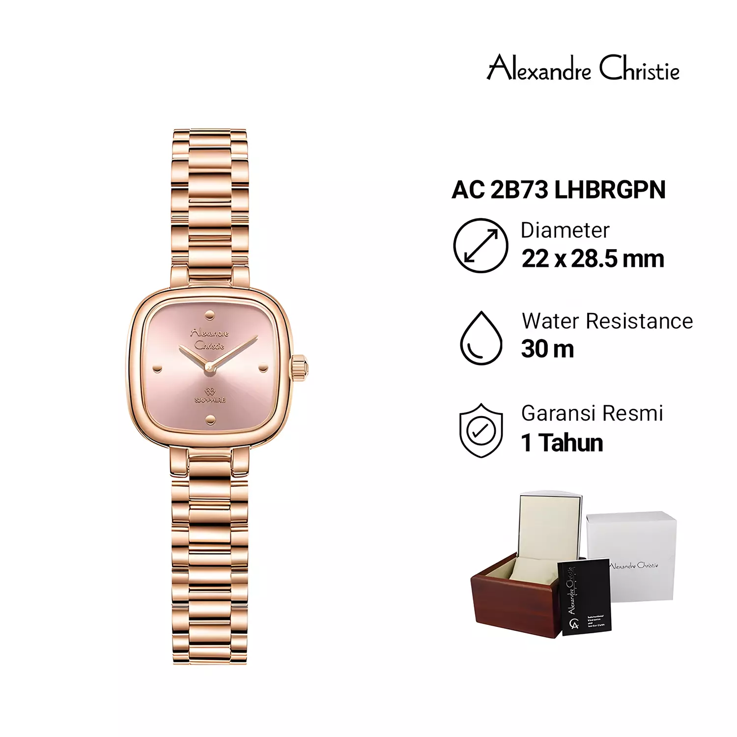 Jam Tangan Analog Wanita - Sapphire Glass - Rose Gold Pink Stainless Steel - 2B73 LHBRGPN