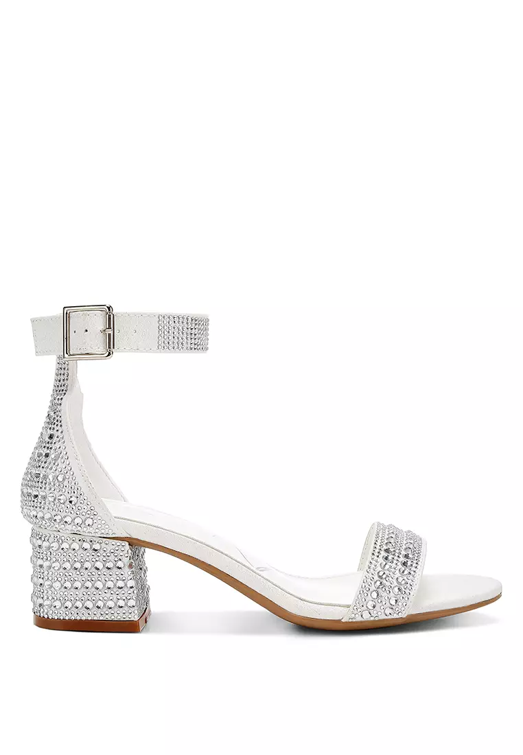 Discount on London Rag  shoes - SKU: Rhinestones Embellished Block Sandals in Black
